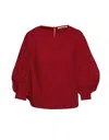 Conquista Women's Red Burgundy Top With Bishop Sleeves In Red
