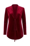 Conquista Women's Red Burgundy Velvet Cardigan With Ties In Red