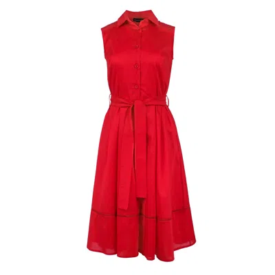 Conquista Women's Red Button Dress With Pockets