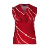 Conquista Women's Red Cotton Jersey Sleeveless Top With Rope Print In Red