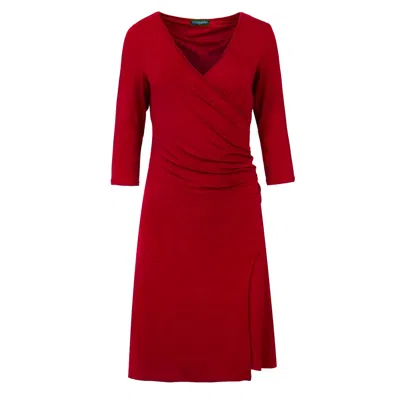 Conquista Women's Red Faux Wrap Dress In Sustainable Fabric