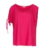 Conquista Women's Red Fuchsia Asymmetrical Top Plus Size In Red