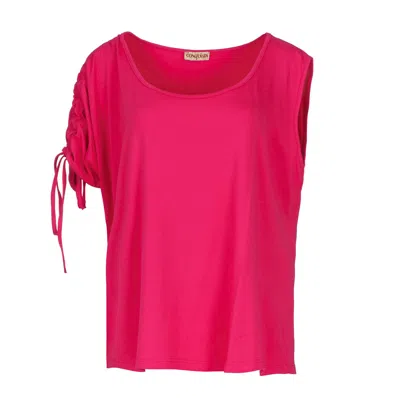 Conquista Women's Red Fuchsia Asymmetrical Top Plus Size