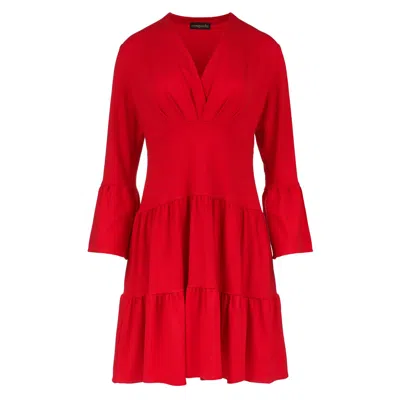 Conquista Women's Red Jersey Tiered Dress