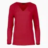 Conquista Women's Red Jersey V Neck Top In Red