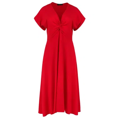 Conquista Women's Red Knot Detail Midi Dress