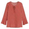Conquista Women's Red Loose Fit Print Top With Tie Detail In Red