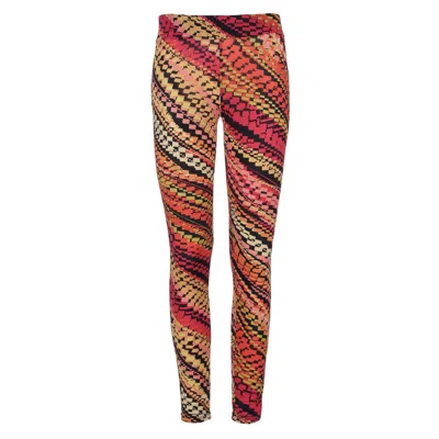 Conquista Women's Red Multi-coloured Print Leggings