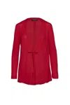 Conquista Women's Red Open Front Linen Cardigan In Red