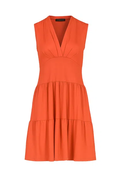 Conquista Women's Red Paprika Sleeveless V-neck Jersey Dress