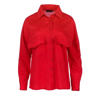 Conquista Women's Red Poplin Style Shirt