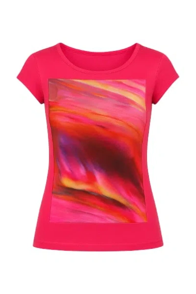 Conquista Women's Red Print & Solid Colour Top