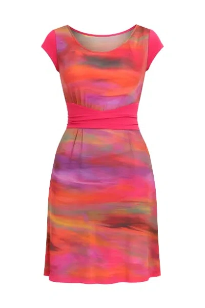 Conquista Women's Red Print Tie Waist Dress