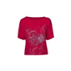 Conquista Women's Red Printed Tee In Red