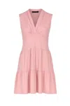 Conquista Women's Red Rose Sleeveless V-neck Jersey Dress – Loose Fit, Knee-length
