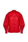 Conquista Women's Red Shirt With Bishop Sleeves In Red