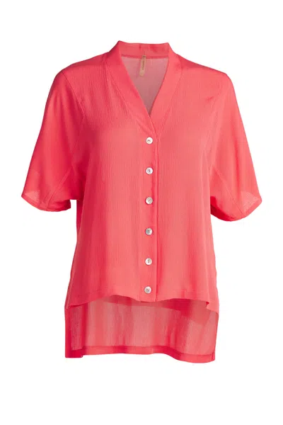 Conquista Women's Red Short Sleeve Blouse