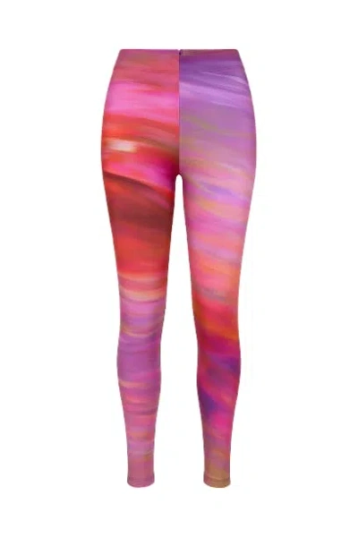 Conquista Women's Red Silky Stretch Print Pants