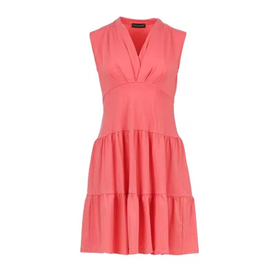 Conquista Women's Red Sleeveless Coral Cotton Jersey Dress