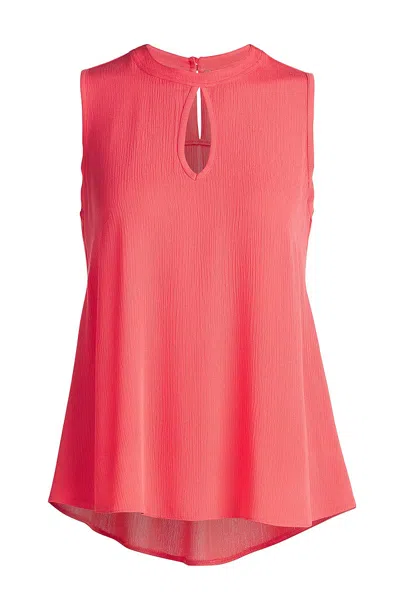Conquista Women's Red Sleeveless Top With Rounded Hem