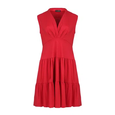 Conquista Women's Red Sleeveless V-neck Jersey Dress