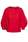 Conquista Women's Red Top With Bishop Sleeves In Red