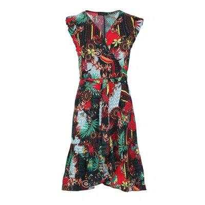Conquista Women's Red Tropical Tapestry Viscose Dress