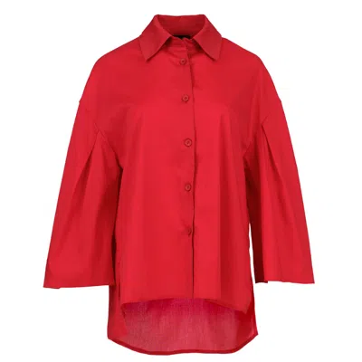 Conquista Women's Red Wide Sleeve Blouse