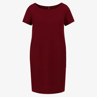 Conquista Women's Red Wine Sack Style Punto Di Roma Short Sleeve Dress