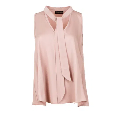 Conquista Women's Rose Gold Dusty Pink Tie Detail Sleeveless Top