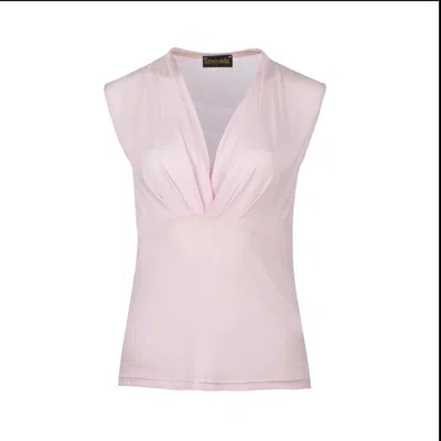 Conquista Women's Rose Gold Pale Rose  Sleeveless V-neck Fitted Top – Soft Viscose-blend Fabric