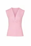 Conquista Women's Rose Gold Rose Sleeveless V-neck Fitted Top – Soft Viscose-blend Fabric