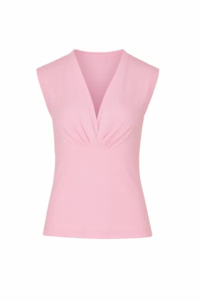 Conquista Women's Rose Gold Rose Sleeveless V-neck Fitted Top – Soft Viscose-blend Fabric