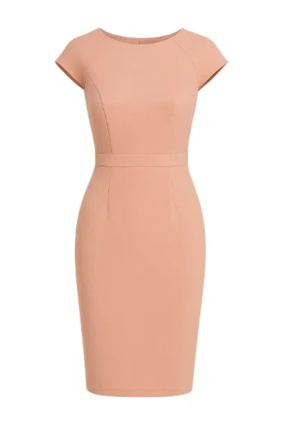 Conquista Women's Rose Gold Solid Colour Dress With Cap Sleeves Old Rose Color.