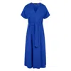 Conquista Women's Royal Blue Belted Midi Dress In Blue