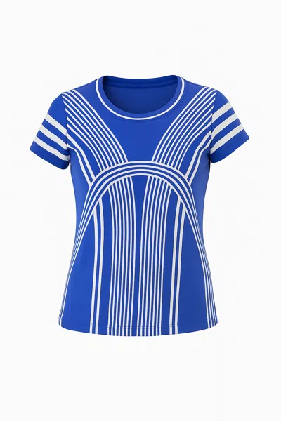 Conquista Women's Royal Blue Graphic Jersey Top – Short Sleeves, Stretch Fit