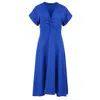 Conquista Women's Royal Blue Knot Detail Midi Dress In Blue