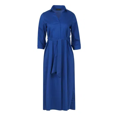 Conquista Women's Royal Blue Midi Dress With Belt