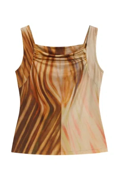 Conquista Women's Ruched Print Sleeveless Top