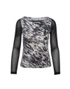 Conquista Women's Sheer & Animal Print Top