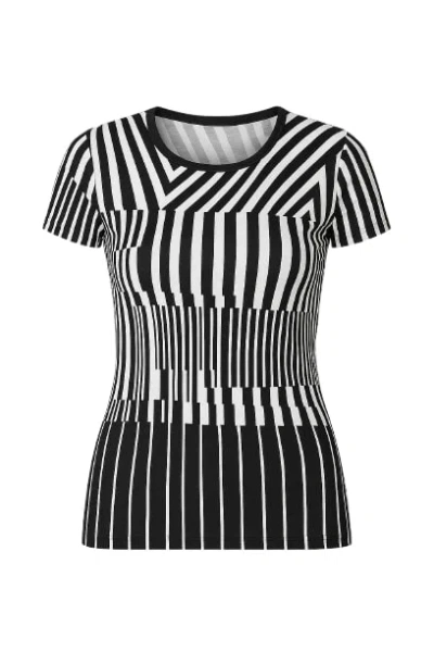 Conquista Women's Short Sleeve Black & White Top