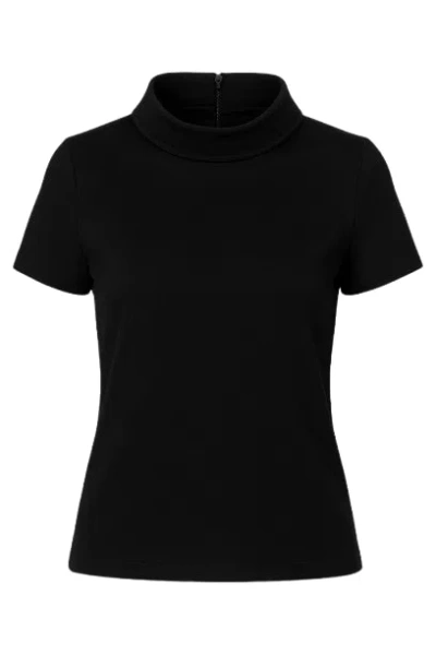 Conquista Women's Short Sleeve Black Top In Black