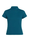 Conquista Women's Short Sleeve Petrol Blue Top In Blue
