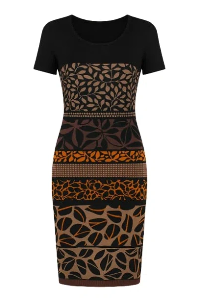 Conquista Women's Short Sleeve Print Dress In Black