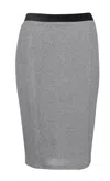 Conquista Women's Silver Lurex Pencil Skirt  In Silver