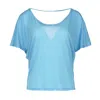 Conquista Women's Sky Blue Tencel Draped Back Tee In Blue