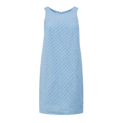 Conquista Women's Sky Blue Embroidered Cotton Dress