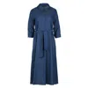 CONQUISTA WOMEN'S SKY BLUE MIDI DRESS WITH BELT