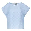 Conquista Women's Sky Blue Sleeveless Embroidered Top In Blue