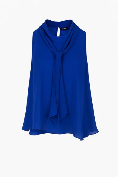 Conquista Women's Sleeveless Bow-tie Blouse In Cobalt Blue –